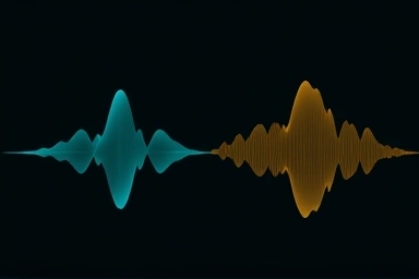 Abstract sound wave comparison of British and American English