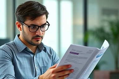 Person studying financial certification for career advancement.