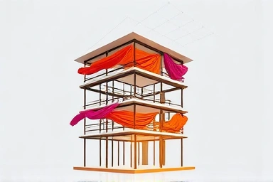 Symbolic representation of web design skills: HTML, CSS, JavaScript.