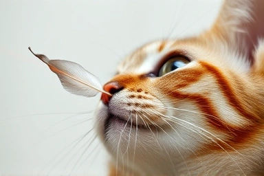 Cat focused on automated play toy.