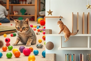 Symbolic representation of cat stress vs. calm environments.