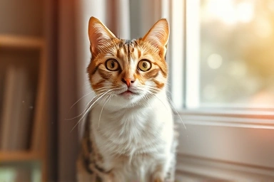 Healthy indoor cat protected from parasites.