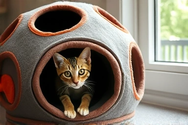 Curious cat exploring a safe, instinct-satisfying hideaway tunnel.