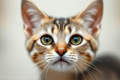 Cat hissing with caution, conveying emotion.