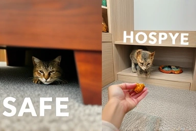 Cat stress vs. calm exploration in new home