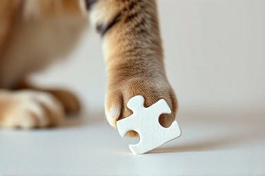 Symbolic image of cat's paw and puzzle piece representing overgrooming causes.