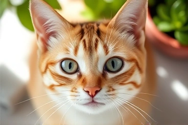 Healthy cat with bright eyes, symbolizing good gut health.