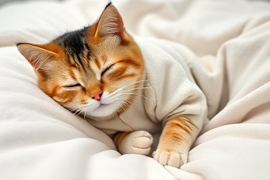 Cat wearing comfortable recovery suit after surgery