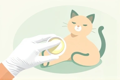 Symbol of cat skin healing and gentle care, emphasizing recovery.