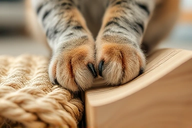 Cat paws on scratching surfaces, varied textures, natural cat behavior