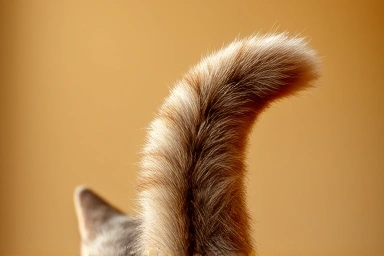Cat's tail held high, signaling happiness and greeting.