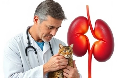 Veterinarian advising on cat's dangerous food intake.