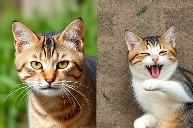 Cat's contrasting reactions to catnip versus matatabi.