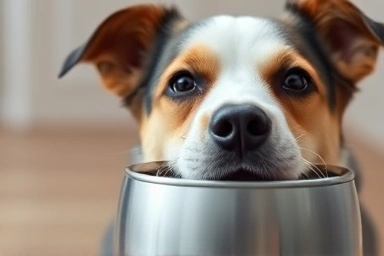 Ergonomic dog bowl, adjustable height for comfort and digestion.