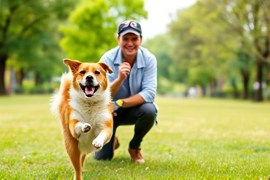 Dog running to owner during calling training