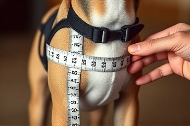 Measuring tape on dog's chest for accurate sizing