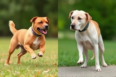 Contrast of healthy dog vs. dog with Cushing's symptoms.