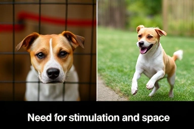 Contrast of stressed dog vs. happy dog playing fetch