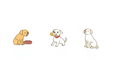 Symbolic illustrations of dog grooming desensitization training.