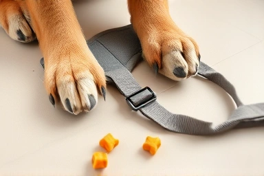 Dog treats and soft harness for training