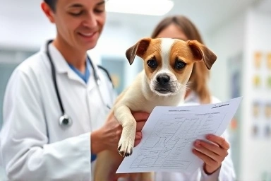 Veterinarian consulting with dog owner on kidney health