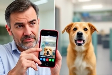 Owner checks live CCTV feed while dog enjoys kindergarten.