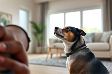 Dog showing signs of distress, seeking owner's understanding.