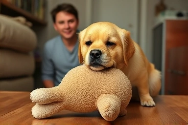 Dog mounting toy, owner observing, behavioral issue