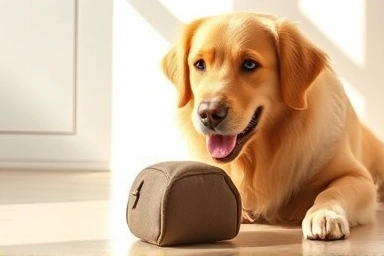 Happy dog with a comfortable muzzle