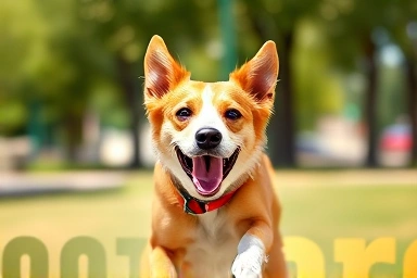 Happy, healthy dog playing outdoors