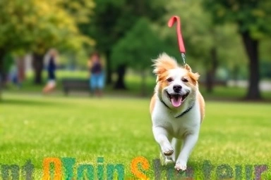Dog walking with a professional pet sitter in a park.