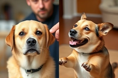 Contrast of harsh correction vs. positive reinforcement training.