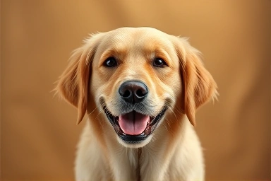 Happy dog in professional studio photoshoot