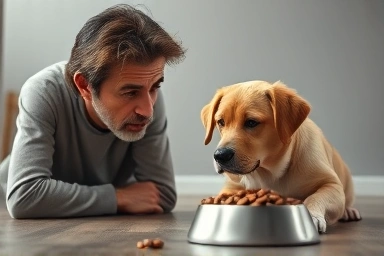 Dog owner concerned about dog not eating food.