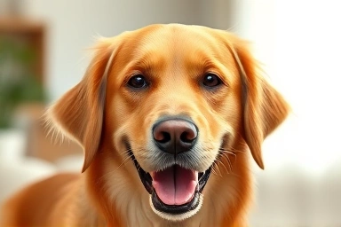 Healthy golden retriever with shiny coat