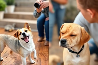 Contrast of well-adjusted vs. anxious dog behavior.
