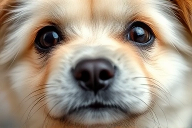 Dog with tear stains, healthy dog eye