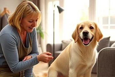 Dog grooming at home, happy dog, stress-free grooming