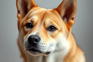 Intelligent and alert Jindo dog face, reflecting its nature