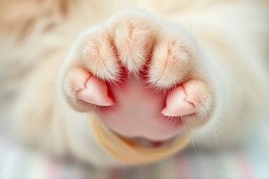 Kitten paw with bandage after vaccination.