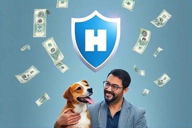 Pet insurance shield protecting from medical bills.