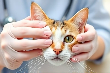 Veterinary care for pet eyes, gentle cat eye cleaning.