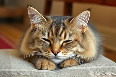 Wise elderly cat resting peacefully at home