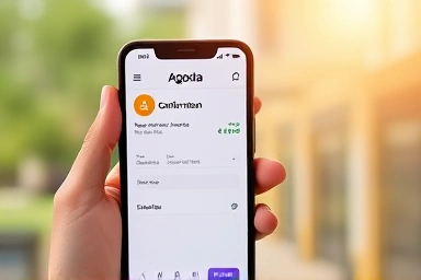 Agoda booking with discount icon and savings.