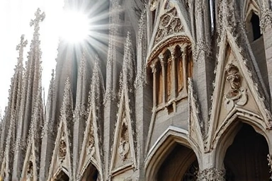 Intricate facade detail of Sagrada Familia, highlighting Gaudí's craftsmanship.