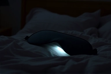 Peaceful bedroom with a premium blackout sleep mask.