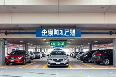 Busan Station parking garage entrance, efficient and modern.