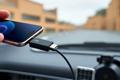 Modern USB-C SD card reader connecting smartphone and SD card.