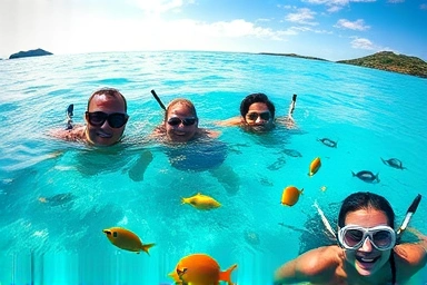 Snorkeling adventure in clear Cebu waters with vibrant marine life.
