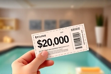 Hand holding a spa discount voucher, symbolizing savings.